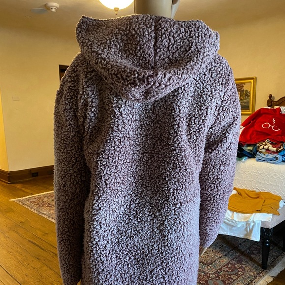 Aria & Clara mauve boucle long cardigan with pockets, size S - Picture 5 of 5